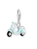Colgante-Charm-turquesa-scooter-plata-mosqueton